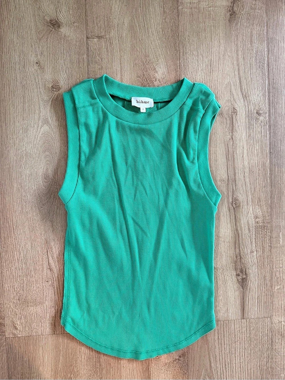bohme Ribbed Sleeveless Top in Green Size Medium Like New